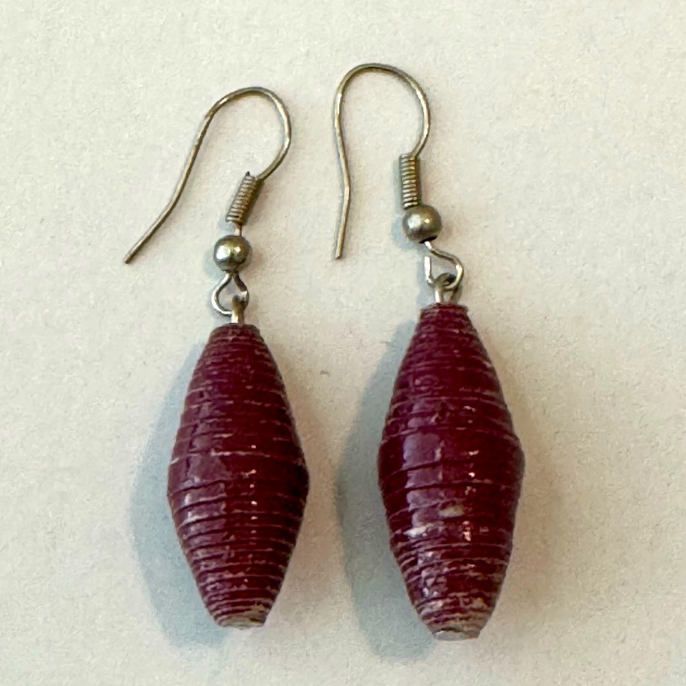 NWOT Ugandan Handmade Paper Bead Earrings